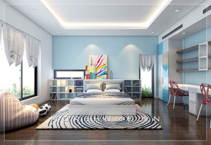 Thiết kế giường ngủ bé trai hiện đại tại biệt thự cao cấp